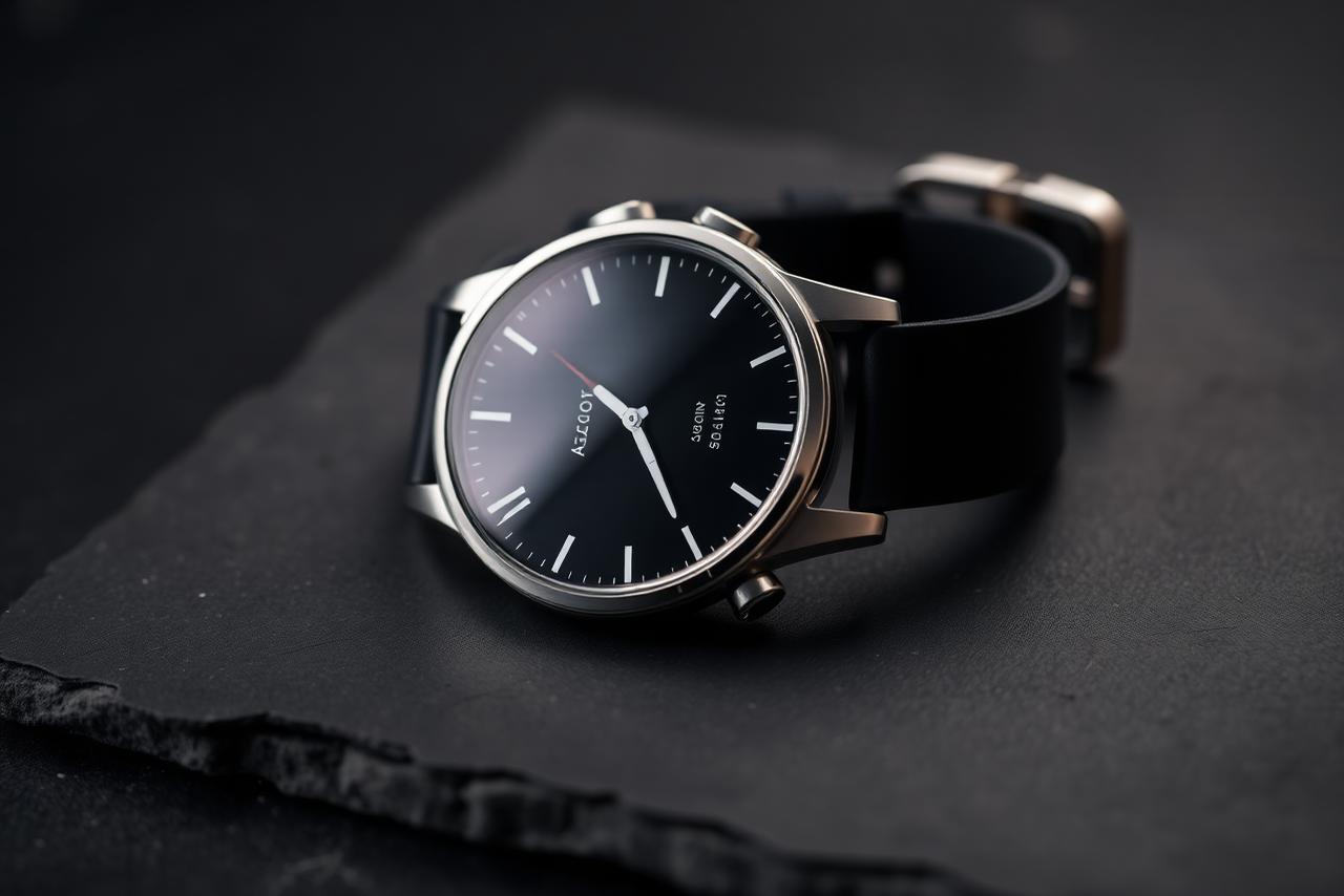 Premium smartwatch on slate as an investigation subject